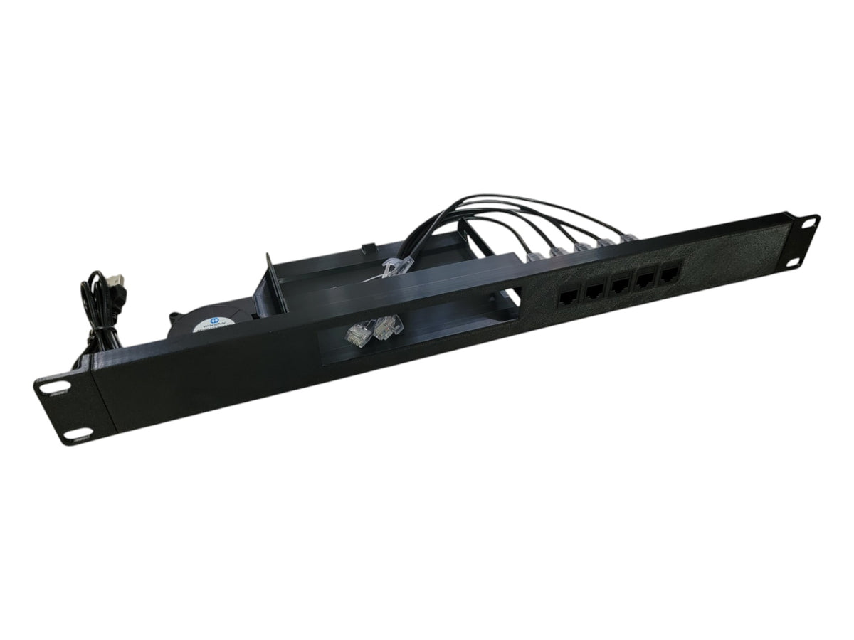 19-inch Network Rack Mount for Ubiquiti UCG-Ultra and UXG-Max Gateways, 1U, Keystones and Cables Included, Cooling Fan