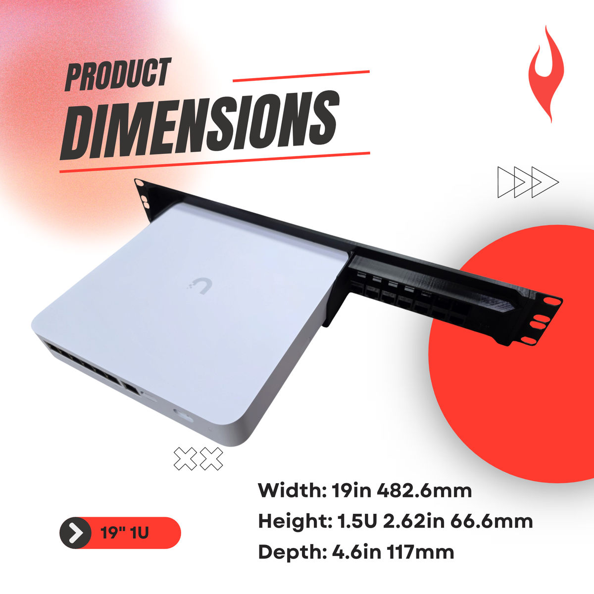 1.5U 19" Rackmount for Ubiquiti UniFi UNVR-Instant with 7 Keystone Ports