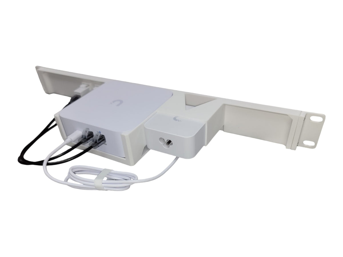 19" 1U Rack Mount for Ubiquiti UniFi Express 7 Gateway UX7, with Power Adapter Caddy