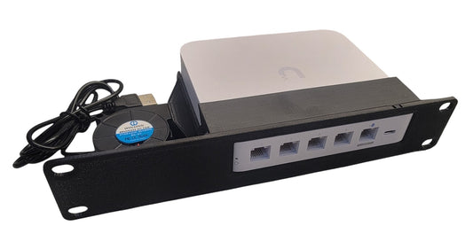 Blazin3D 10" Network Rack Mount for Ubiquiti Cloud Gateway Ultra, Wall Mount, USB Fan Cooling, Front/Rear Port Access