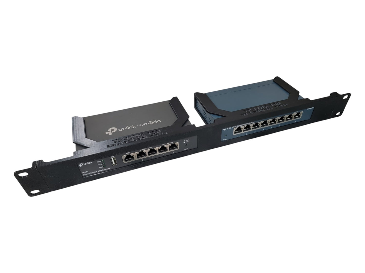 Network Rack Mount, 19 inch 1U, for Tp-Link ER605 VPN Router and Tp-Link TL-SG108 8-Port Gigabit Desktop Switch 158mm