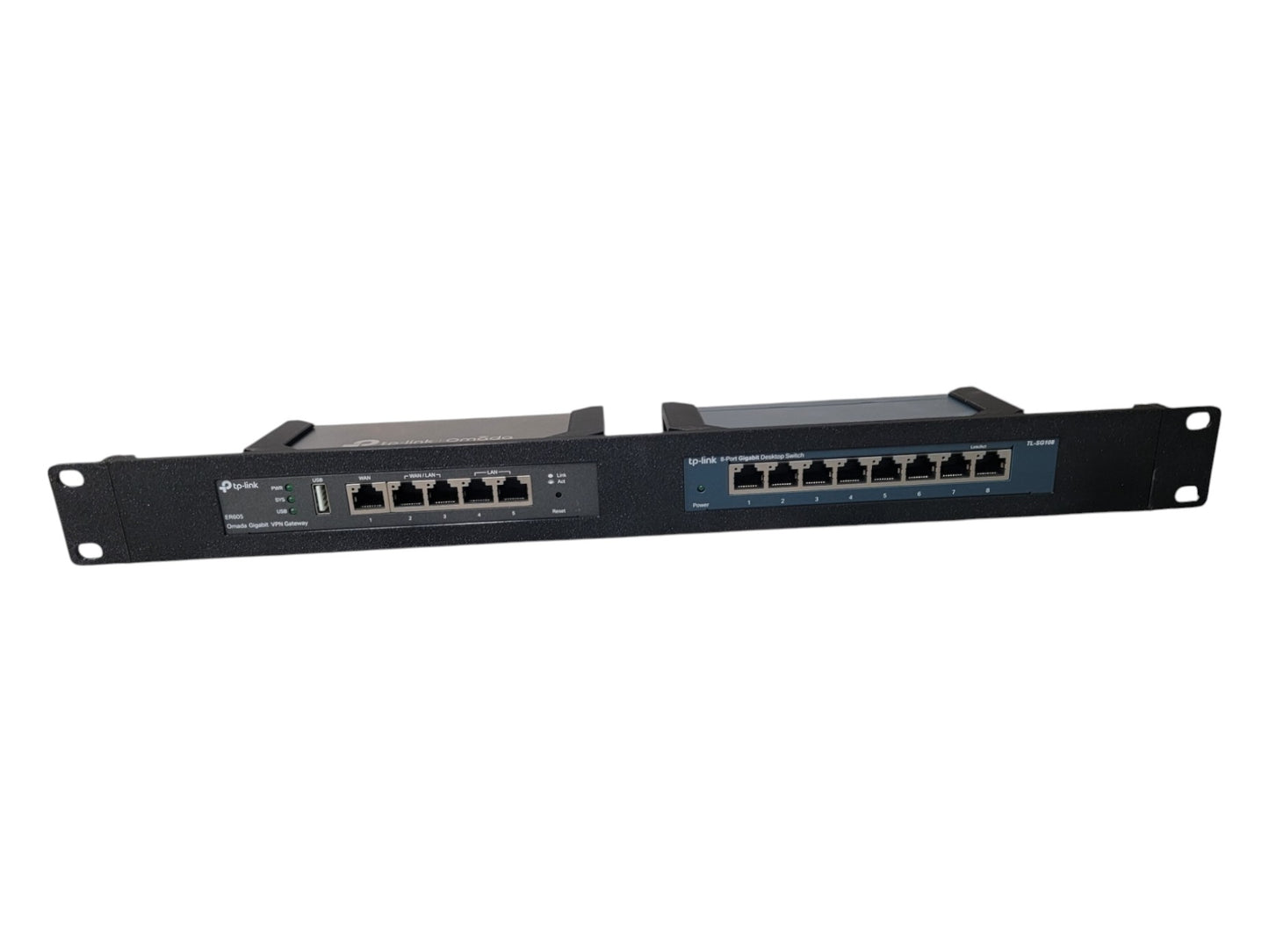 Network Rack Mount, 19 inch 1U, for TP-Link ER605 V2 VPN Router and TP-Link TL-SG108S 8 Port Gigabit Ethernet Switch 158MM
