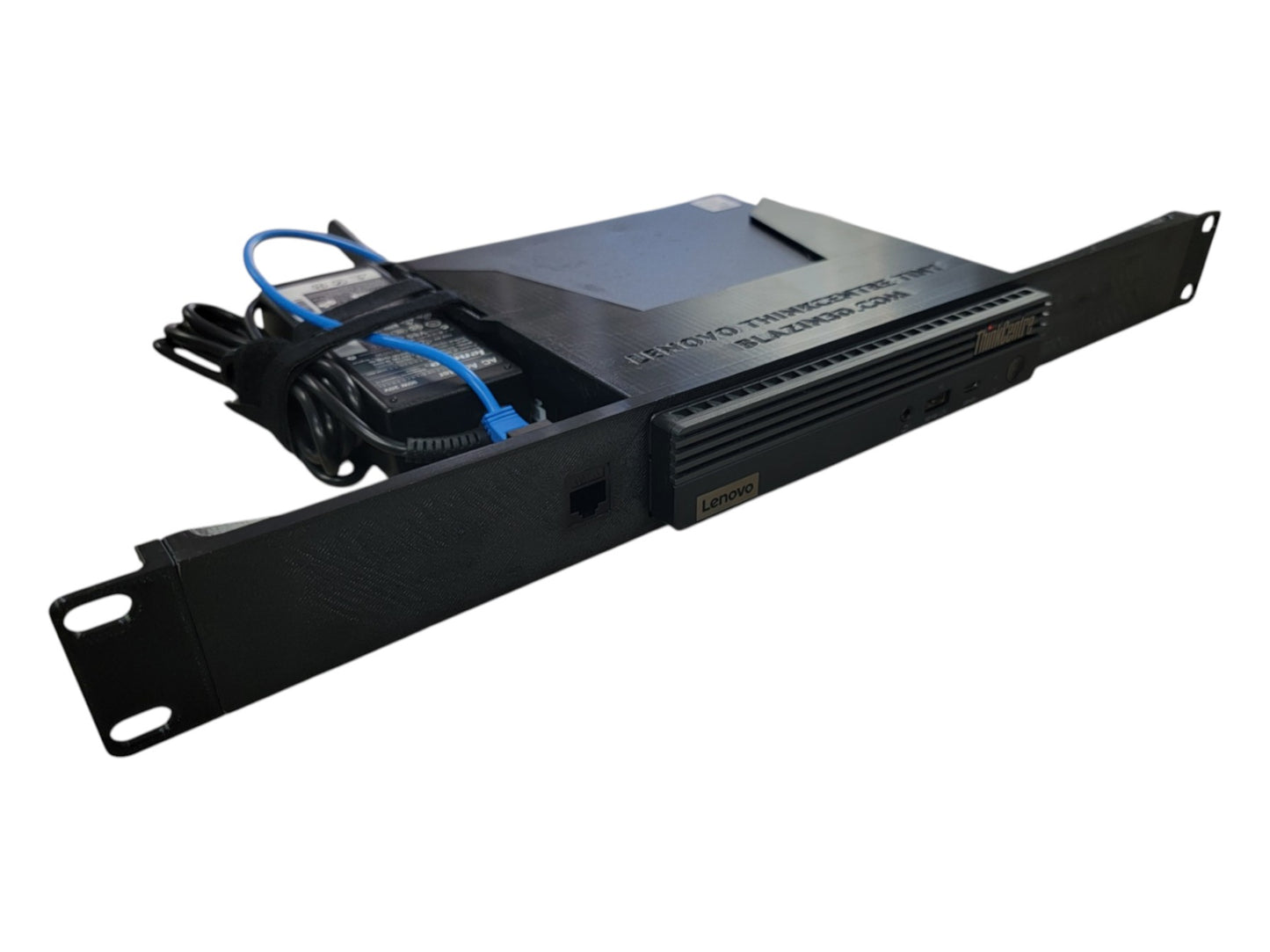 19-inch Rack Mount for Lenovo ThinkCentre Tiny PC, M75Q M80Q M90Q Series, Front Network Access