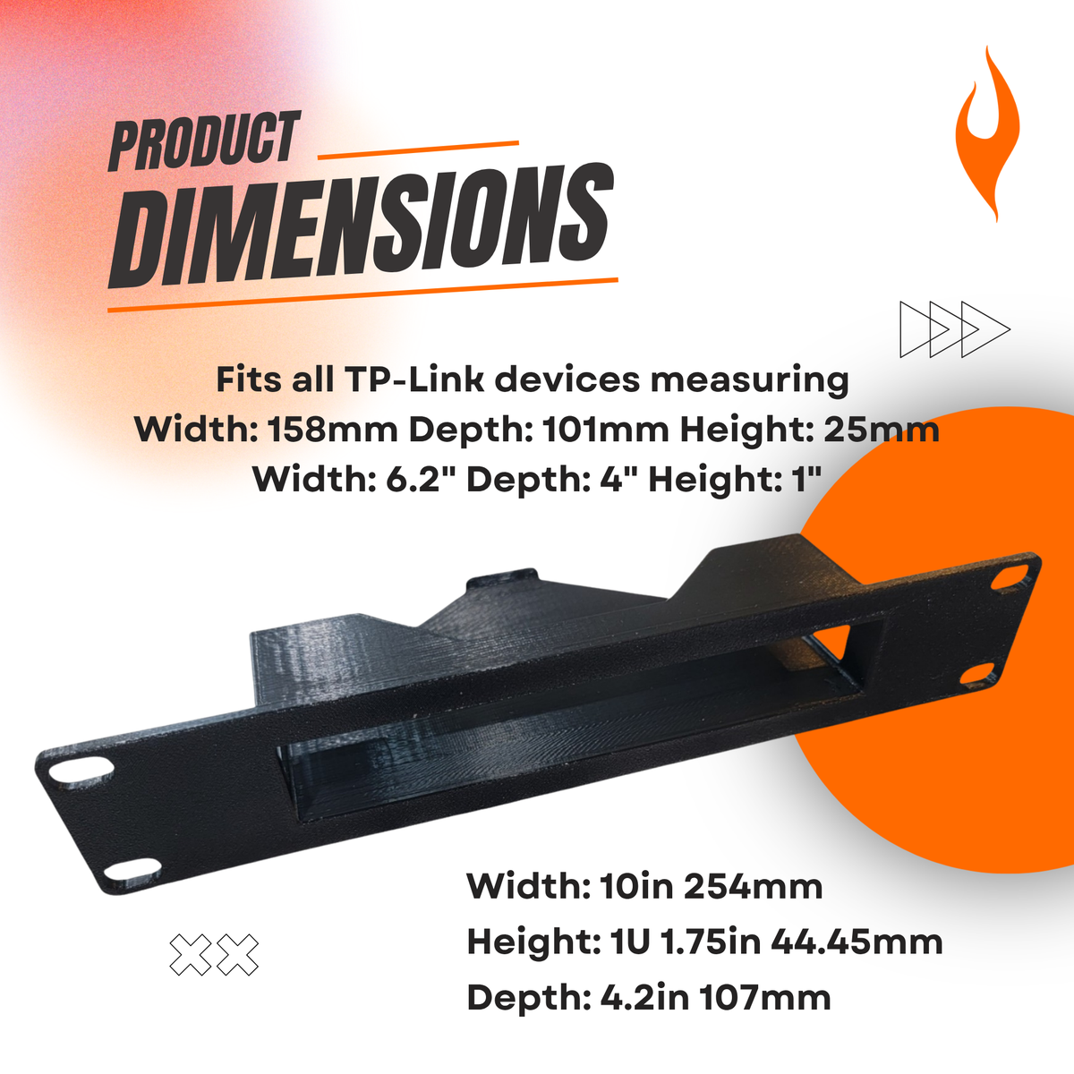 1U 10" Rack Mount Bracket for TP-Link 158mm Devices | Fits Omada ER605, TL-SG108, TL-SG108E, & TL-SG108PE