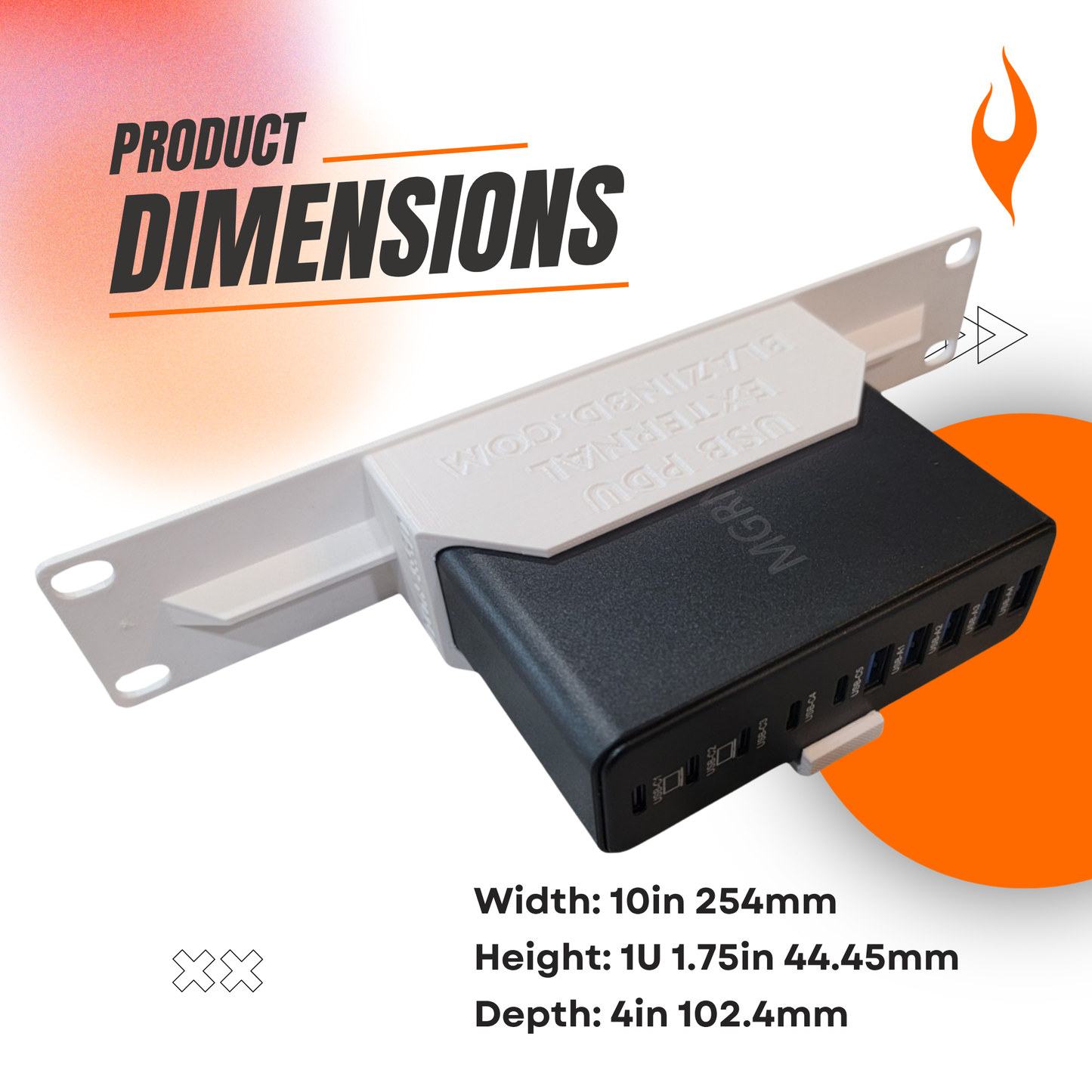 10 Inch USB Power Station Rack Mount for Home Lab, Rasberry Pi PDU IoT Rackmate