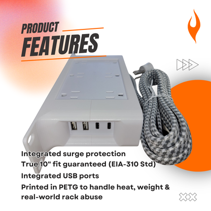 1U 10-Inch Rack Mount Power Hub – 6/12 Outlet PDU with USB-A & USB-C Ports – Optimized for Mini-Racks, Raspberry Pi Clusters