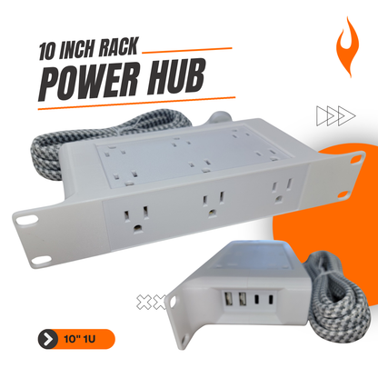 1U 10-Inch Rack Mount Power Hub – 6/12 Outlet PDU with USB-A & USB-C Ports – Optimized for Mini-Racks, Raspberry Pi Clusters