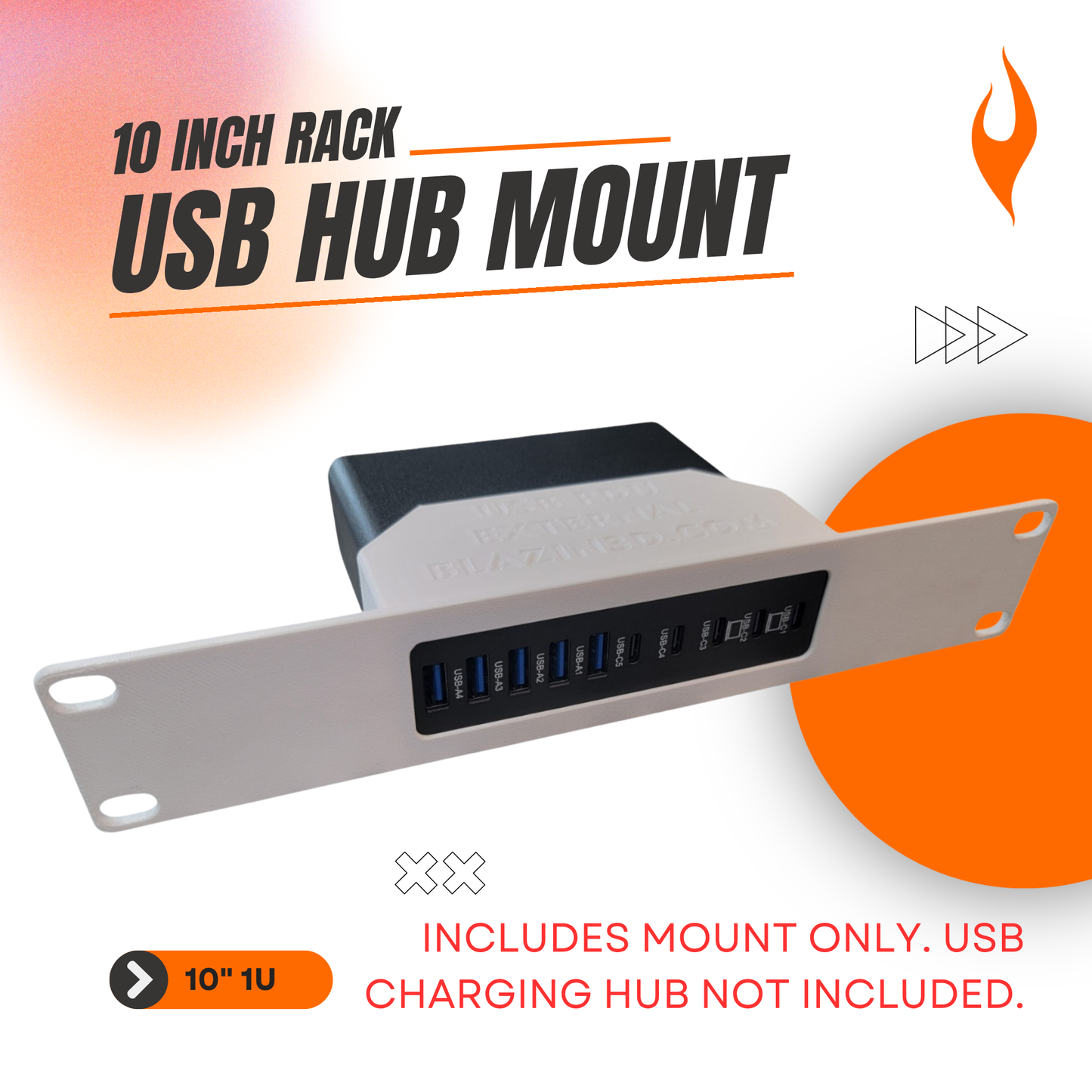 10 Inch USB Power Station Rack Mount for Home Lab, Rasberry Pi PDU IoT Rackmate