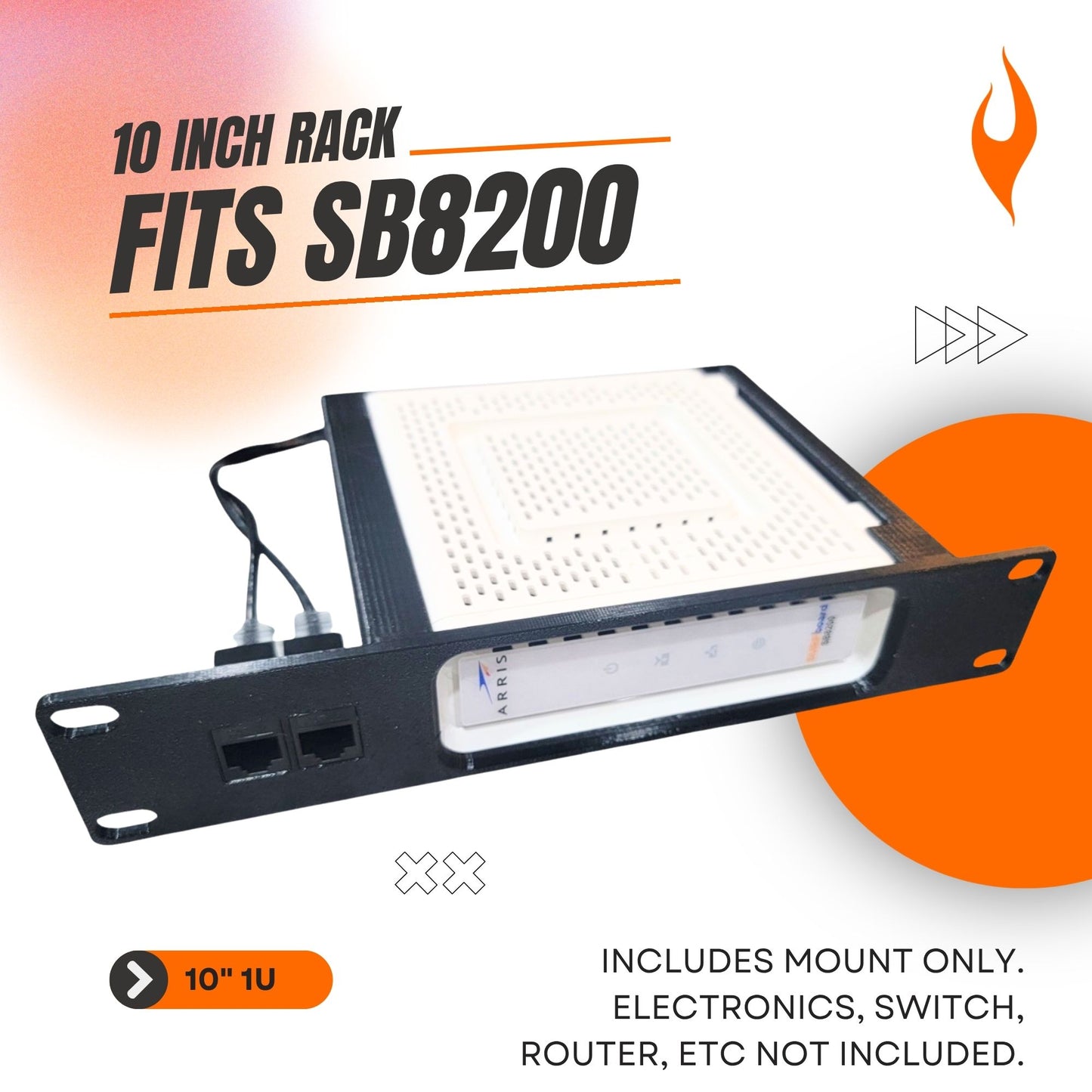 Blazin3D 10" Rack Mount for Arris Surfboard SB8200 (1U) (Also fits SB6190 and SB6141)