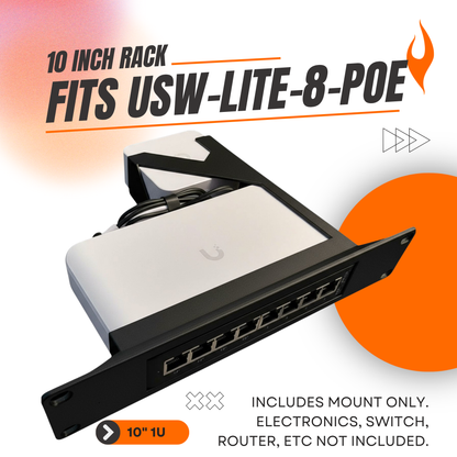 10" Network Rack Mount for UniFi Lite 8 PoE Switch Ubiquiti USW-LITE-8-POE 52W