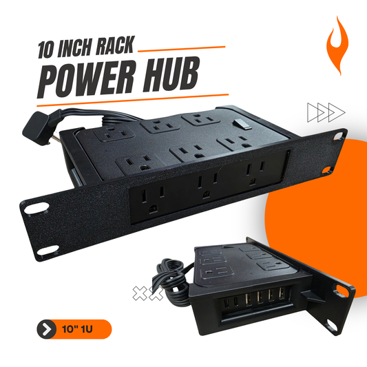 1U 10" Rack Mount Power Hub – 6/12 Outlet PDU with USB-A & USB-C Ports – Optimized for Mini-Racks, Raspberry Pi Clusters