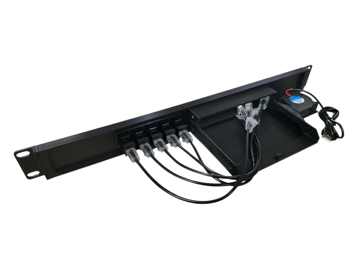 19-inch Network Rack Mount for Ubiquiti UCG-Ultra and UXG-Max Gateways, 1U, Keystones and Cables Included, Cooling Fan