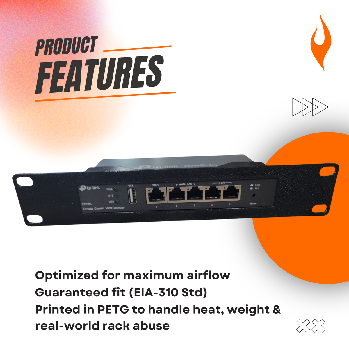 1U 10" Rack Mount Bracket for TP-Link 158mm Devices | Fits Omada ER605, TL-SG108, TL-SG108E, & TL-SG108PE