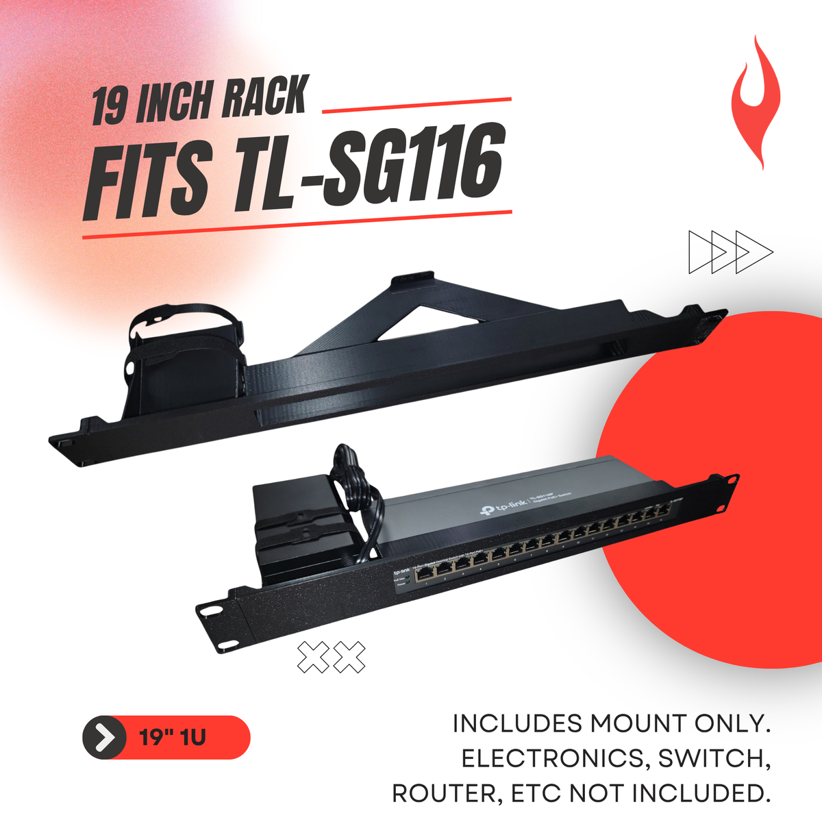 19-Inch Rack Mount Kit for TP-Link TL-SG116P 16-Port Gigabit POE Ethernet Switch
