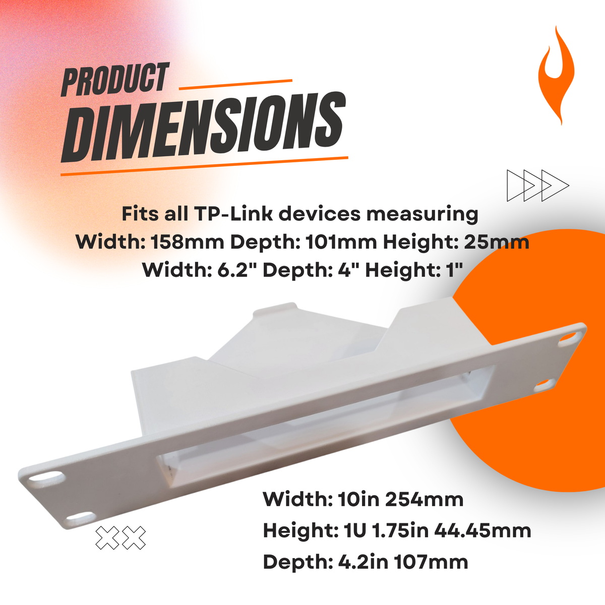 1U 10" Rack Mount Bracket for TP-Link 158mm Devices | Fits Omada ER605, TL-SG108, TL-SG108E, & TL-SG108PE