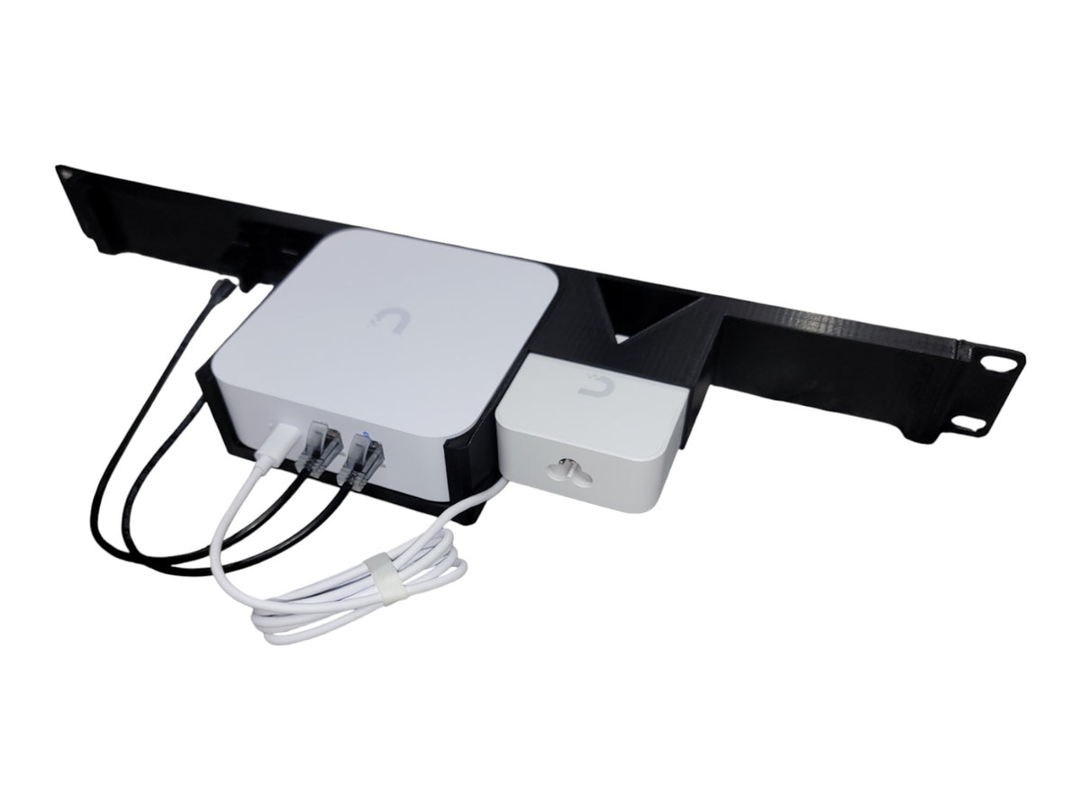 19" 1U Rack Mount for Ubiquiti UniFi Express 7 Gateway UX7, with Power Adapter Caddy