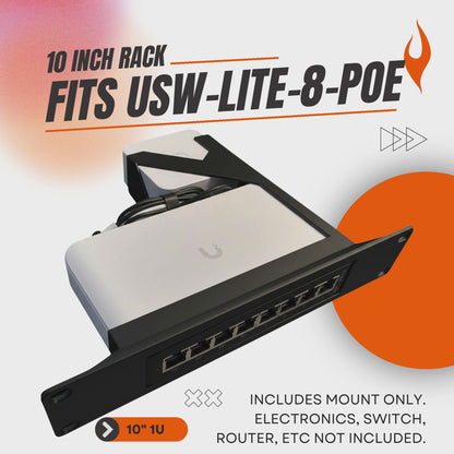 10" Network Rack Mount for UniFi Lite 8 PoE Switch Ubiquiti USW-LITE-8-POE 52W